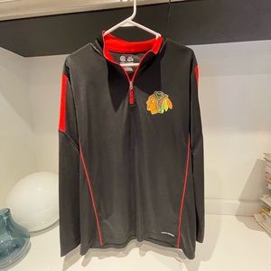 𝅺NHL Majestic Fan NHL Chicago Blackhawks 1/4 zip Mens long sleeve size Large